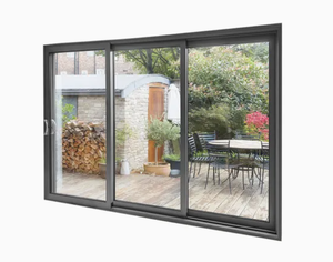 Black Aluminum Double Glazed Low E Glass Exterior Sliding Doors