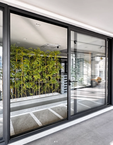 Modern Frame Black Aluminum Double Glazed Tempered Glass Patio Sliding Door Hurricane Impact Sliding Patio Doors