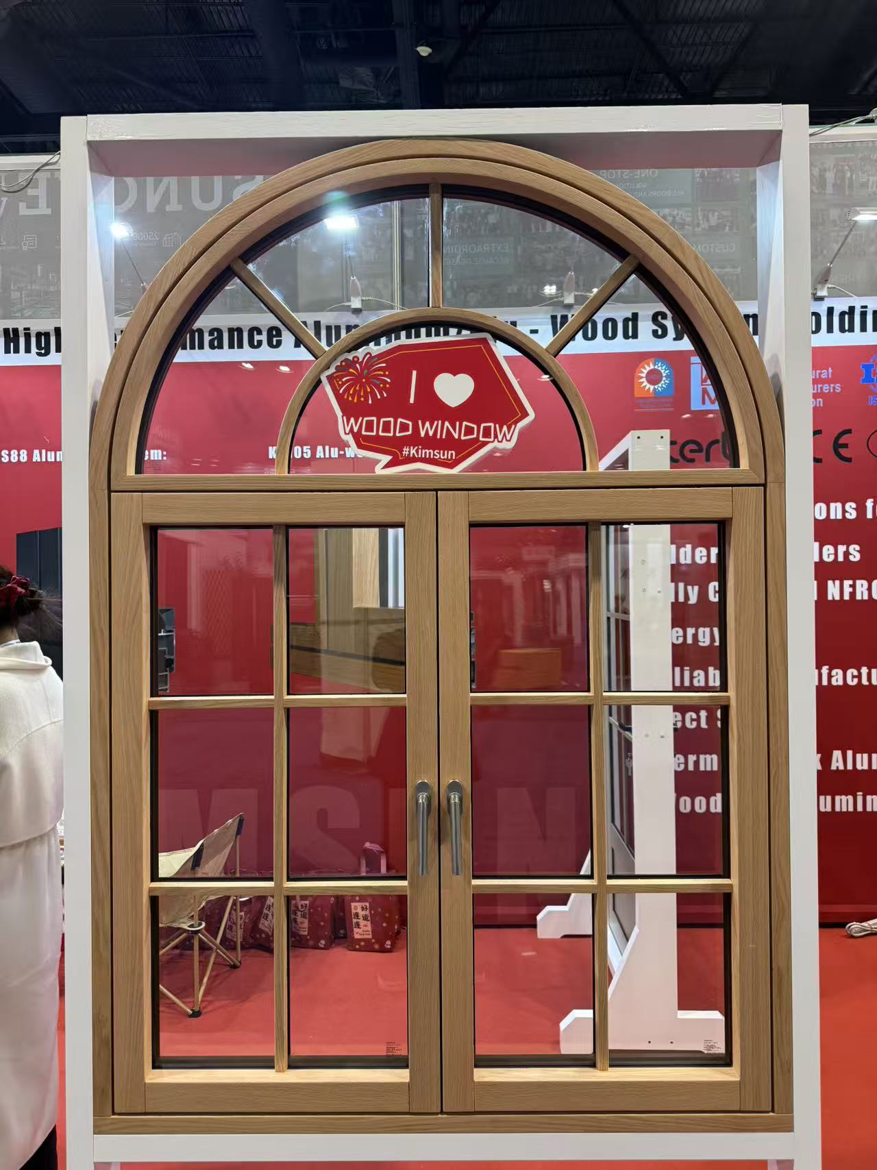 Arched Aluminum Clad Wood Window Sunburst Fanlight Thermal Break Composite Material Interior Modern Villa Custom Size Double