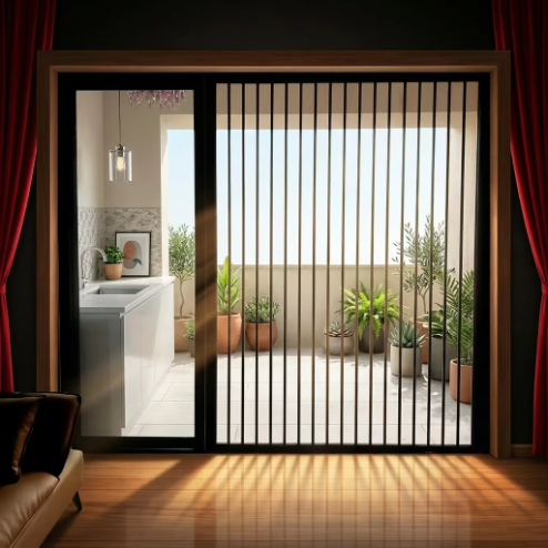 Aluminum Frame Clear Acrylic PVC Thermal Insulation Sliding Folding Retractable Partition Door for Kitchen Staircase Outdoor Air
