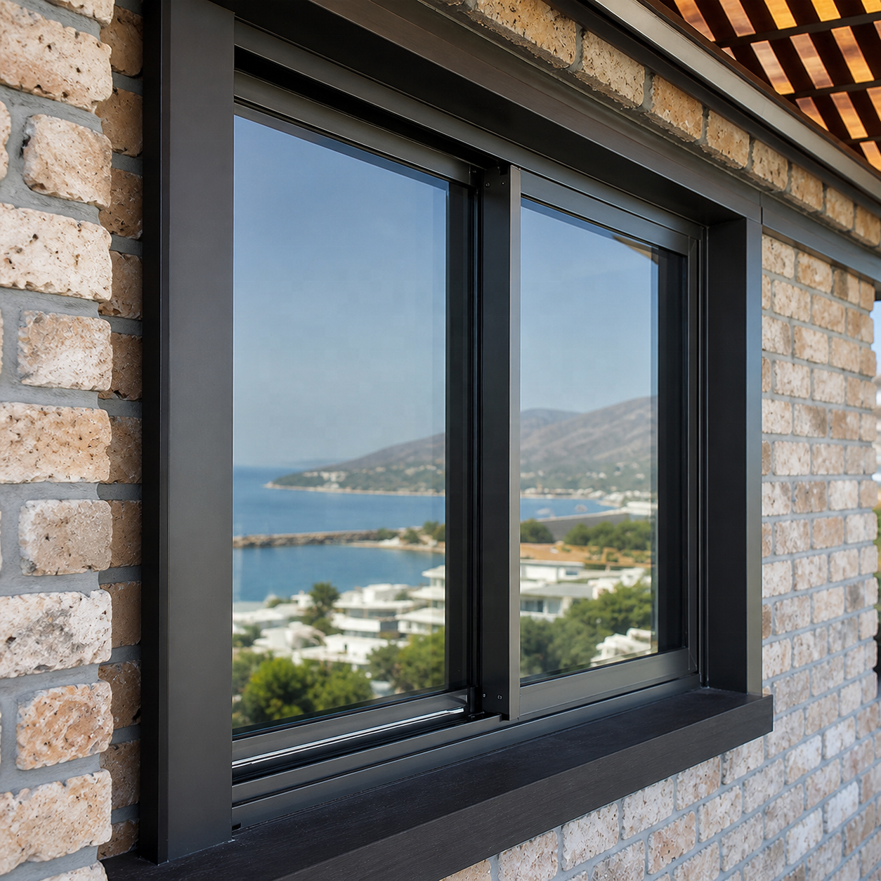 Factory Direct 3 Tracks Hurricane Impact Aluminum Sliding Window Waterproof Double Tempered Glass Security Apartment Balcony