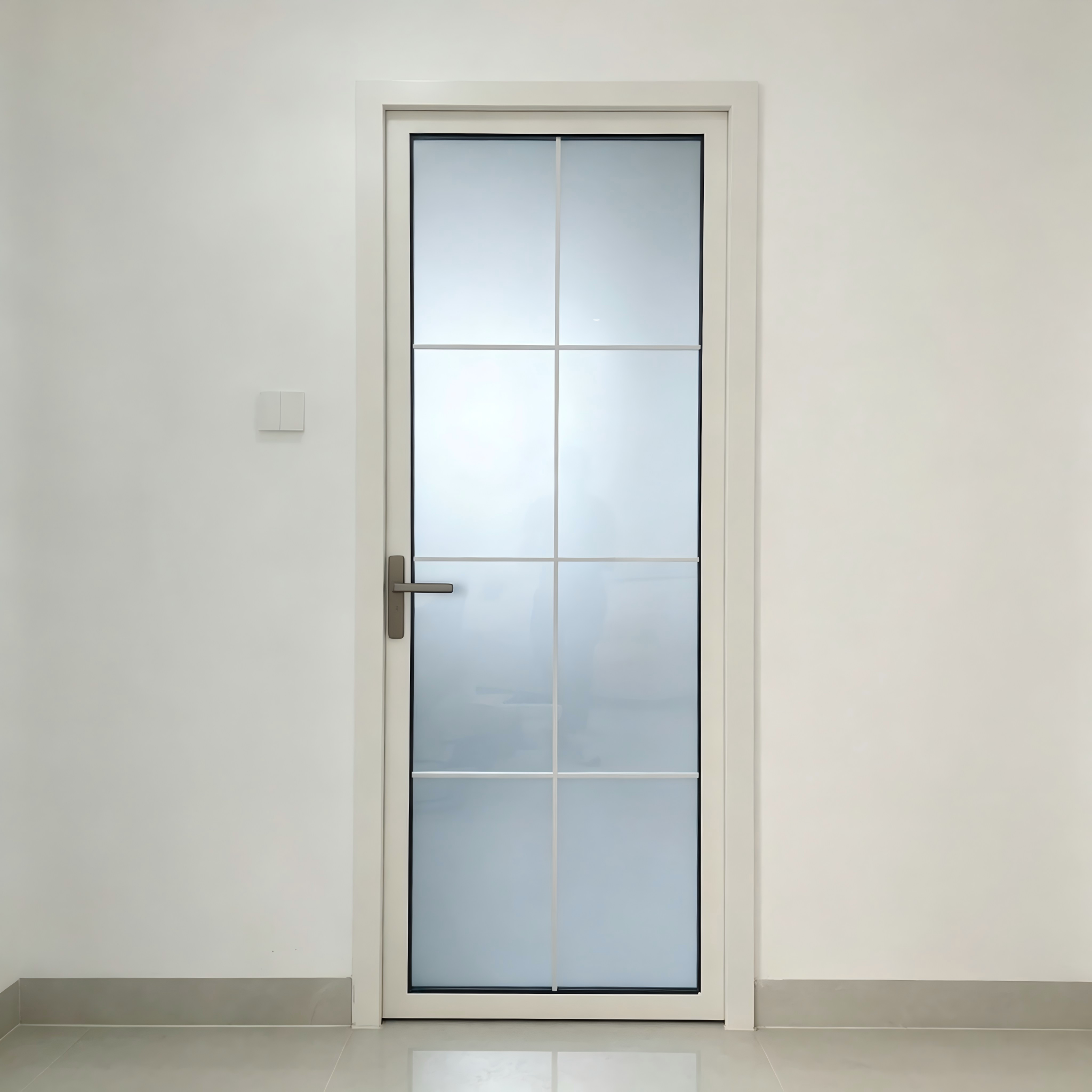 Aluminum Bathroom Door Frosted Tempered Glass Waterproof Moisture Proof Swing Interior Slim Frame Hotel Villa OEM Custom