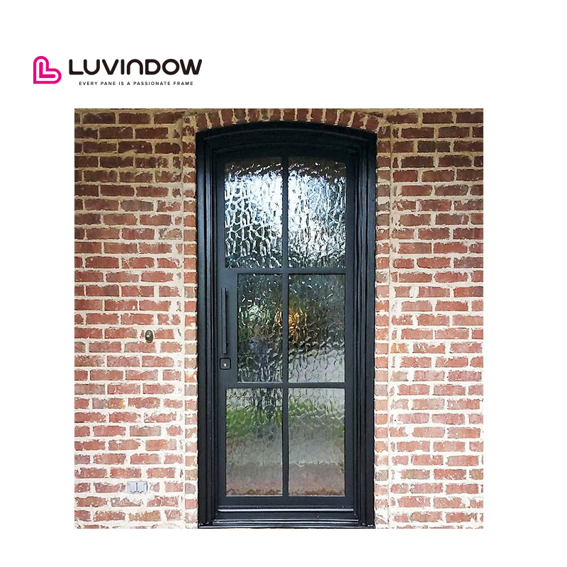 Luvindow Manufacturer Modern Double Exterior/interior Grill Iron Door Designs Glass Wrought Aluminum Door