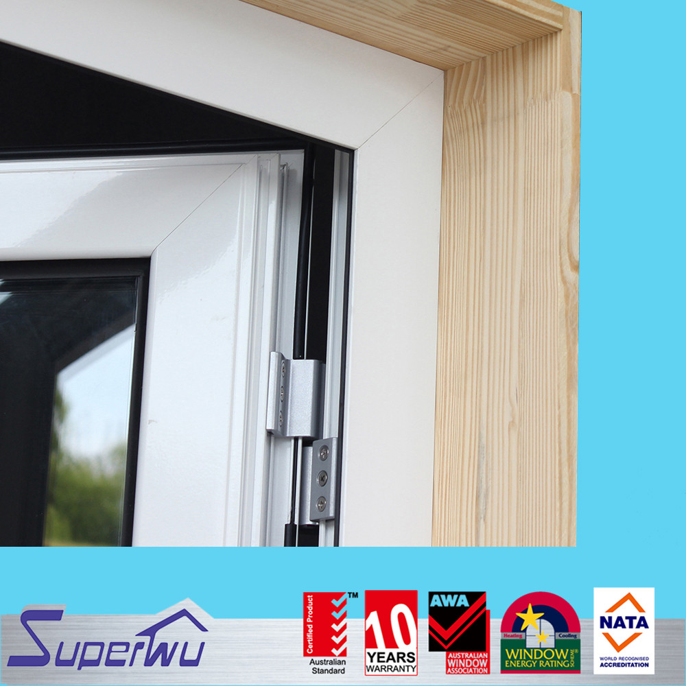 New Design Half Toughened Glass Half Aluminum Panel Hinged Doors Aluminum Glazed French Doors