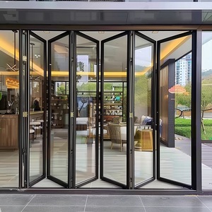 2026 New Modern Design Aluminum Bi-Folding Low-e Glass Accordion Folding Exterior Door Patio Bifold Front Entry Door