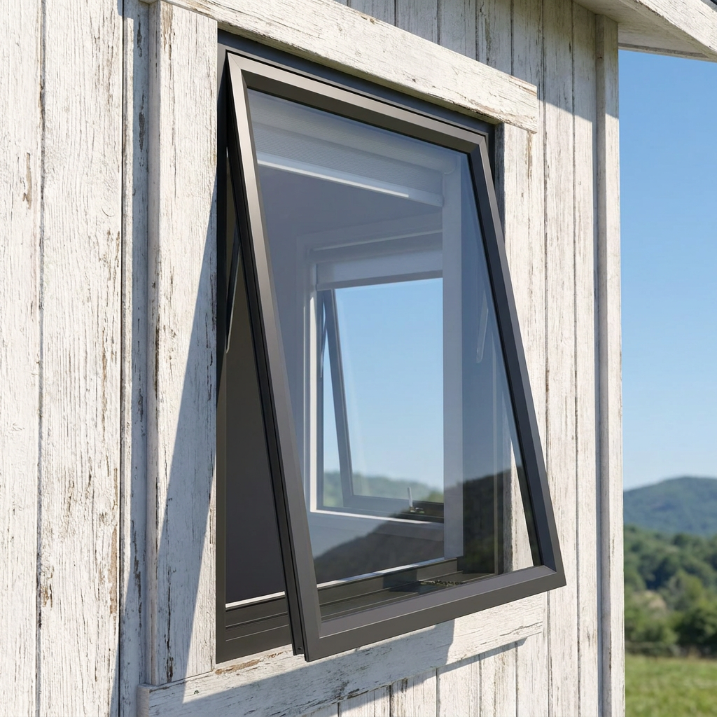 AS2047 Thermally Broken Aluminum Chain Winder Awning Windows Double Glazing Glass Black Windows For Houses