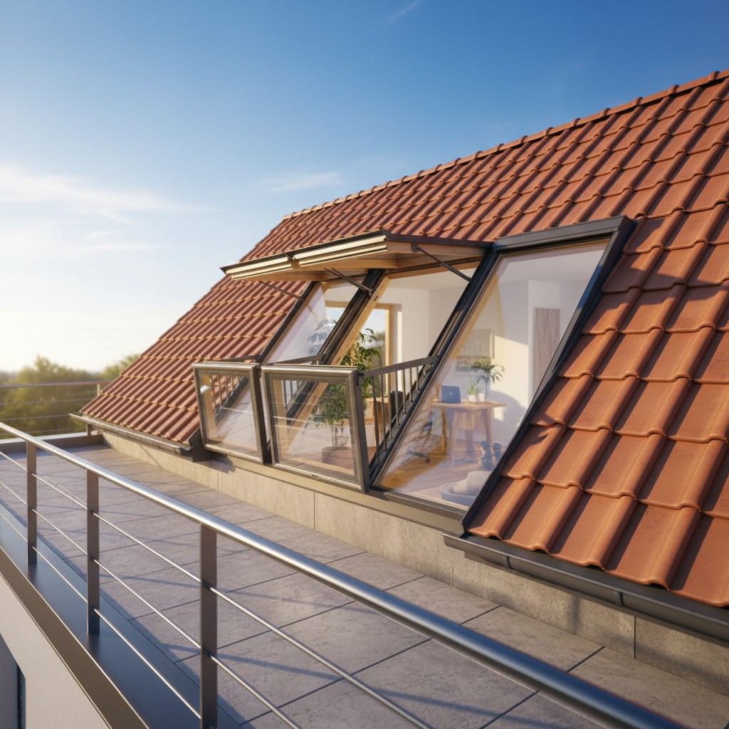 Modern Style Waterproof Aluminum Attic Skylight Roof Window Converts To Balcony Ventilation For Terrace Loft