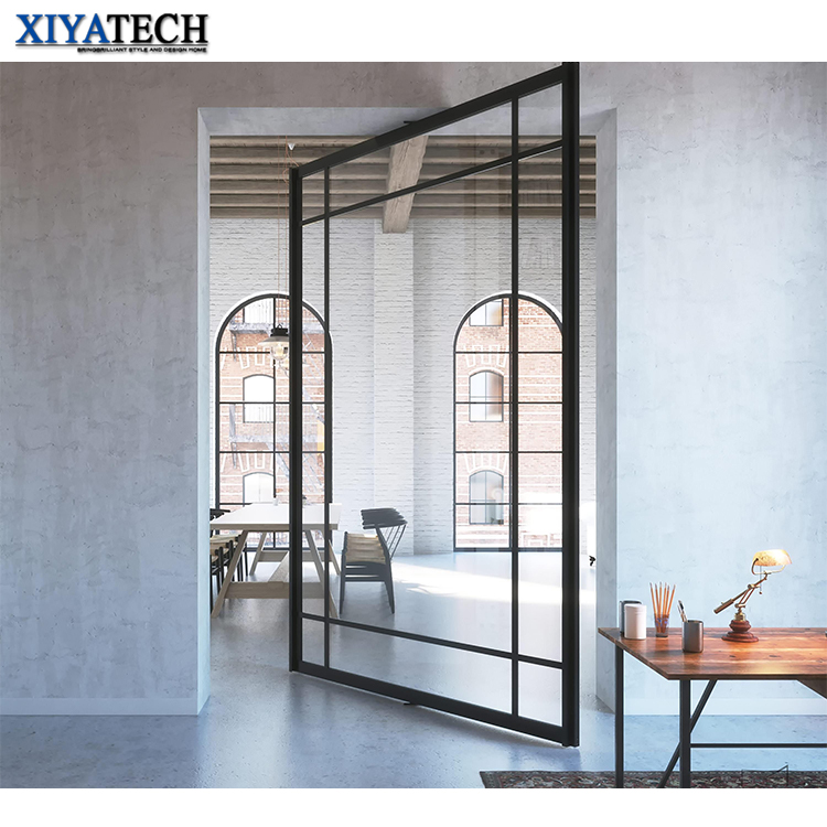 XIYATECH Pivot Door Supplier Entrance Security Exterior Mian Door Aluminium Profile Custom Tempered Glass