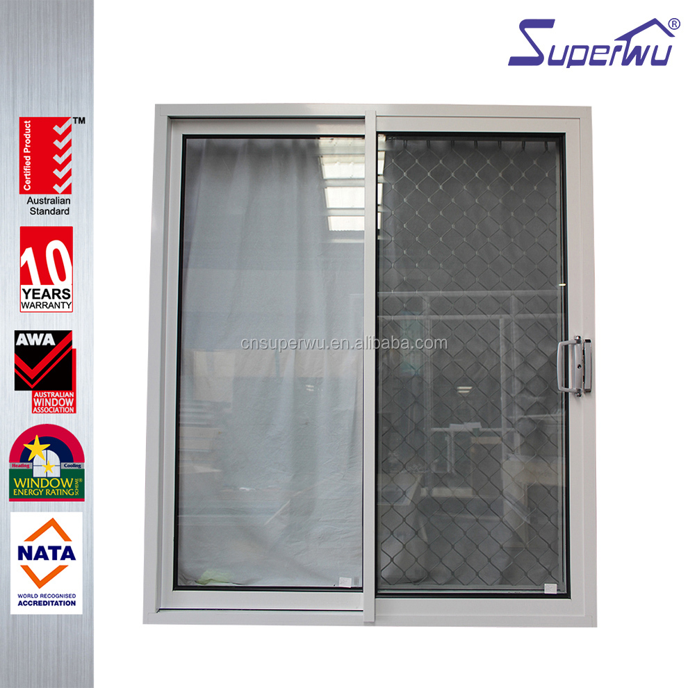 Australian Standard Aluminum White Frame Color Sliding Door Double Glazed with Security Fly Screen Best Price
