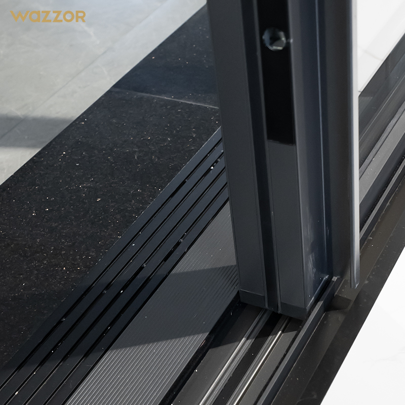 Wazzor Nfrc Heavy Duty Large Double Tempered Glass Noiseless Sliding Door and Windows Exterior Balcony Patio Glass Aluminum Door
