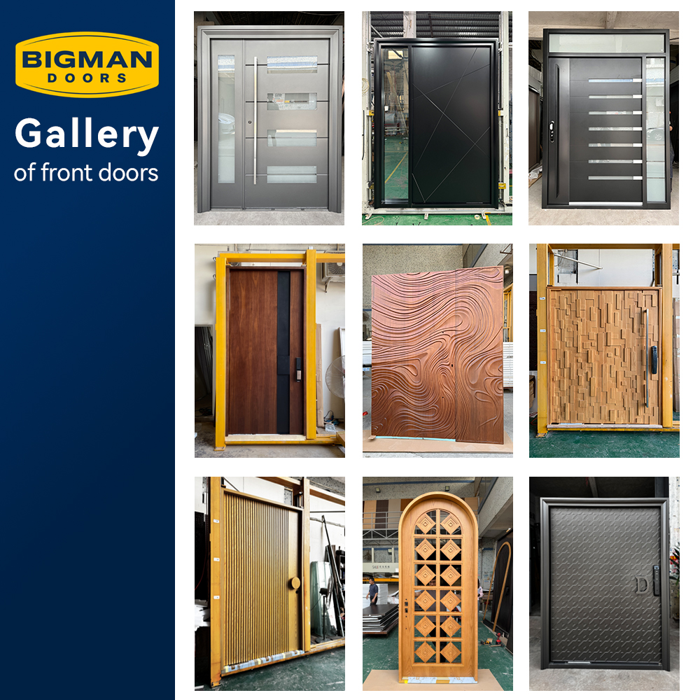 All-weather Heat Insulated Antique 3D Carving Petal Design Modern Aluminum Metal Security Door with Visual Sidelite