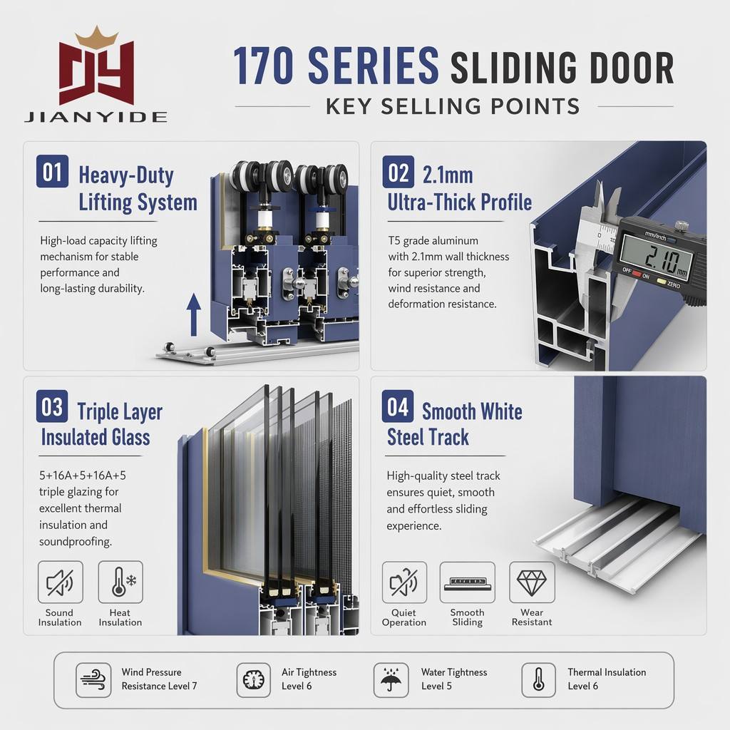 Aluminium Exterior Sliding Doors Heavy Duty Lift and Slide Door for Architectural Projects Custom Size OEM ODM CE Certified