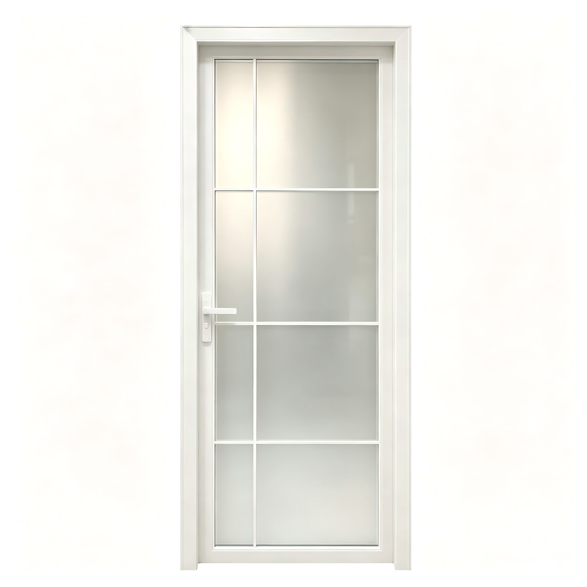 Aluminum Bathroom Door Frosted Tempered Glass Waterproof Moisture Proof Swing Interior Slim Frame Hotel Villa OEM Custom