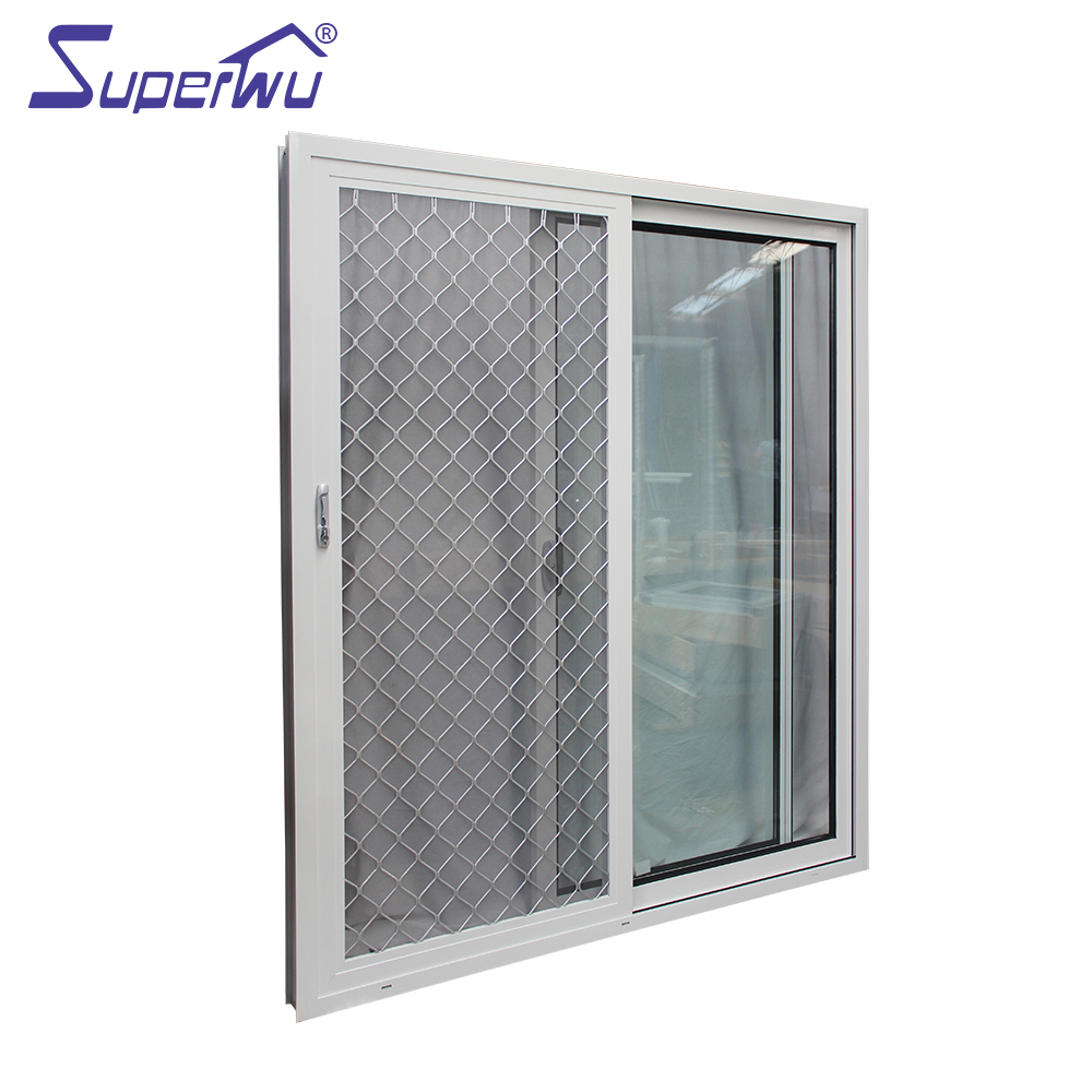 Australian Standard Aluminum White Frame Color Sliding Door Double Glazed With Security Fly Screen Best Price