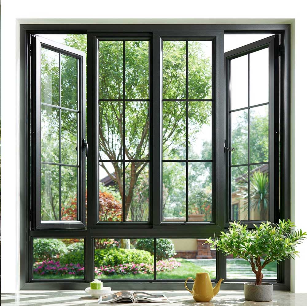 XIYATECH Custom Black Kitchen Apartment Aluminum Casement Windows Energy Efficient Thermal Break Aluminum Windows