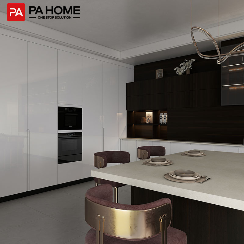 PA Modern Design Black and White Aluminum Glass Cabinet Doors Kitchen Cabinets