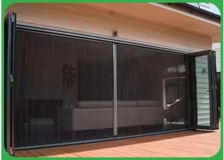 Aluminum Alloy Frame Pleated Mesh Folding Screen Doors Blinds Components Patio Insect Sliding Fly Screen Door