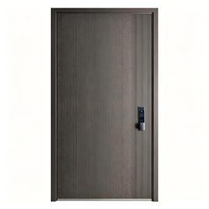 Thermal Break Aluminum Modern Single and Half Leaf Entry Door Low-E Glass Fingerprint Lock PVDF Coating Villa Hotel ODM Custom