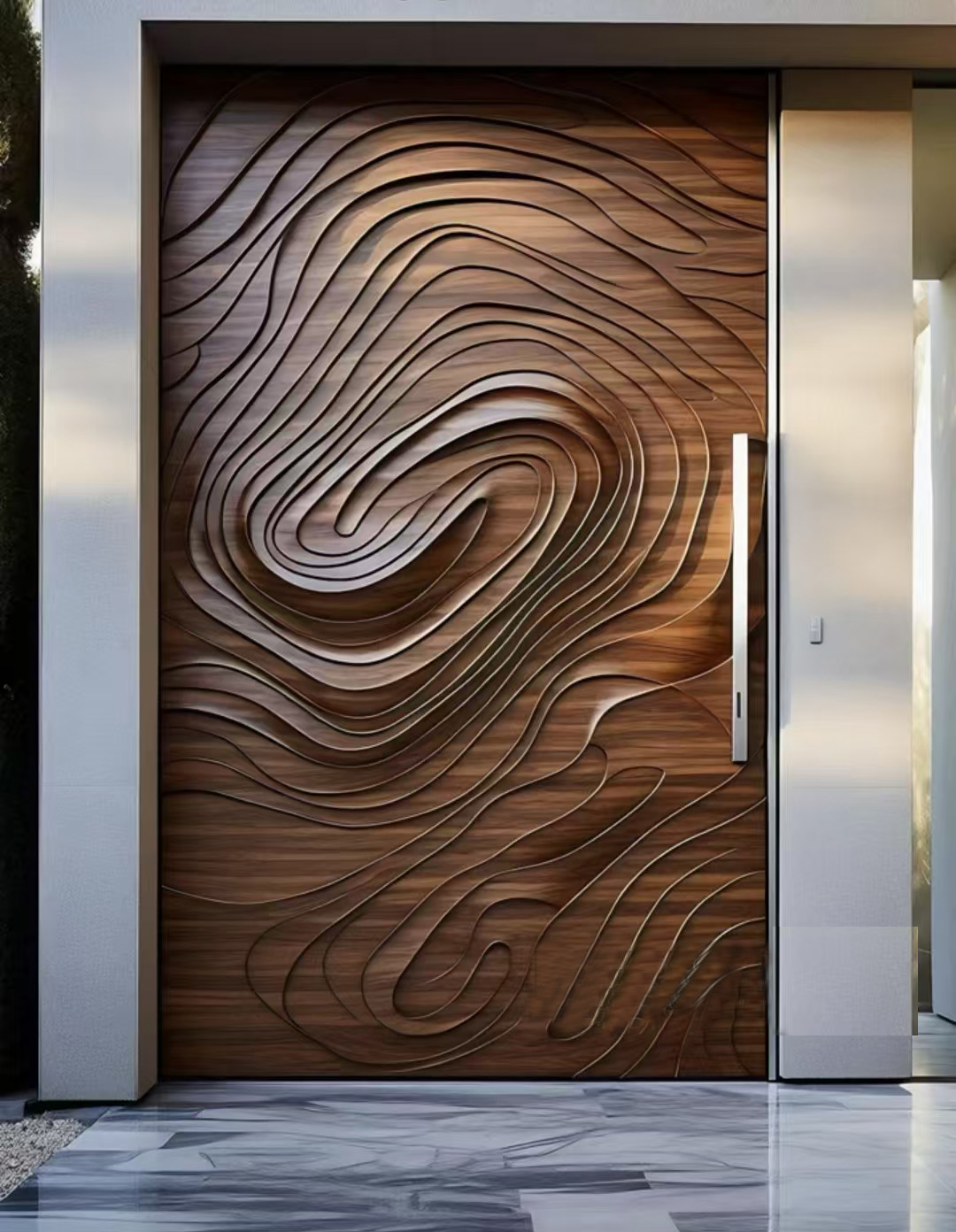 Suitable Villas Luxury 3D Design Carved Cast Aluminum Entrance Modern Finished Exterior Front Door Unique Outdoor Security Door