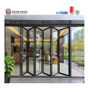 Exterior Waterproof Soundproof Aluminum Folding Door with Fly Screen Patio Bifold Door Glass Folding Door System for Villa
