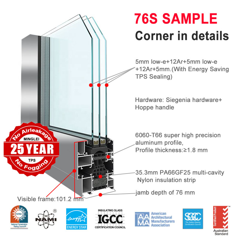 Thermal Break Triple Glazed Price Aluminum Windows House Windows With Grill and Mosquito Net
