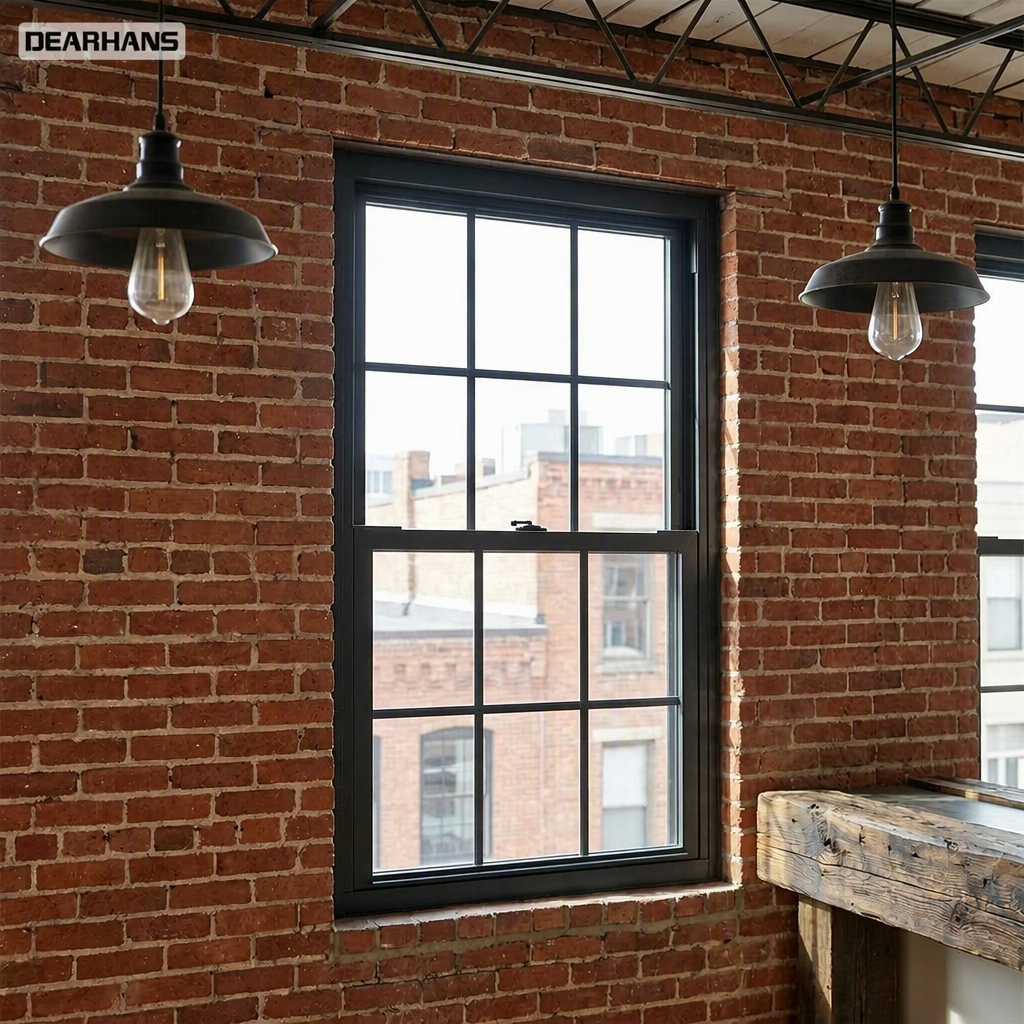 American Replacement Single Hung Windows Aluminum Vertical Sliding Single Hung Windows with Full Insect Screen