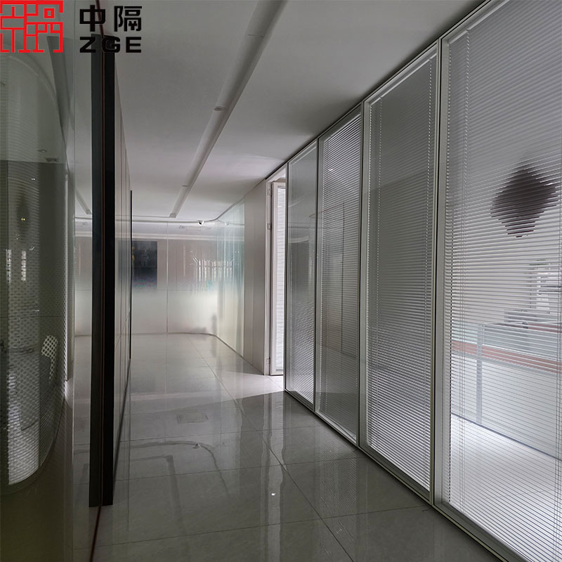 High Acoustic Double Glass Wall Aluminum Frame Demountable Panels Contemporary Office Fitout Office Partition