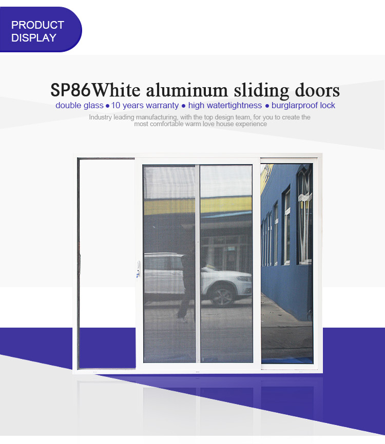 Australian Standard Aluminum White Frame Color Sliding Door Double Glazed with Security Fly Screen Best Price