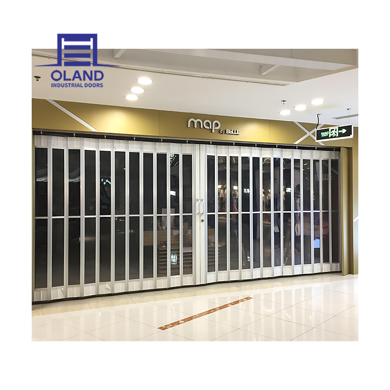 Indoor Shopping Mall Luxe Invisible Sliding Bi Folding Acrylic Crystal Transparent Doors Aluminum Pc Folding Door for Rooms