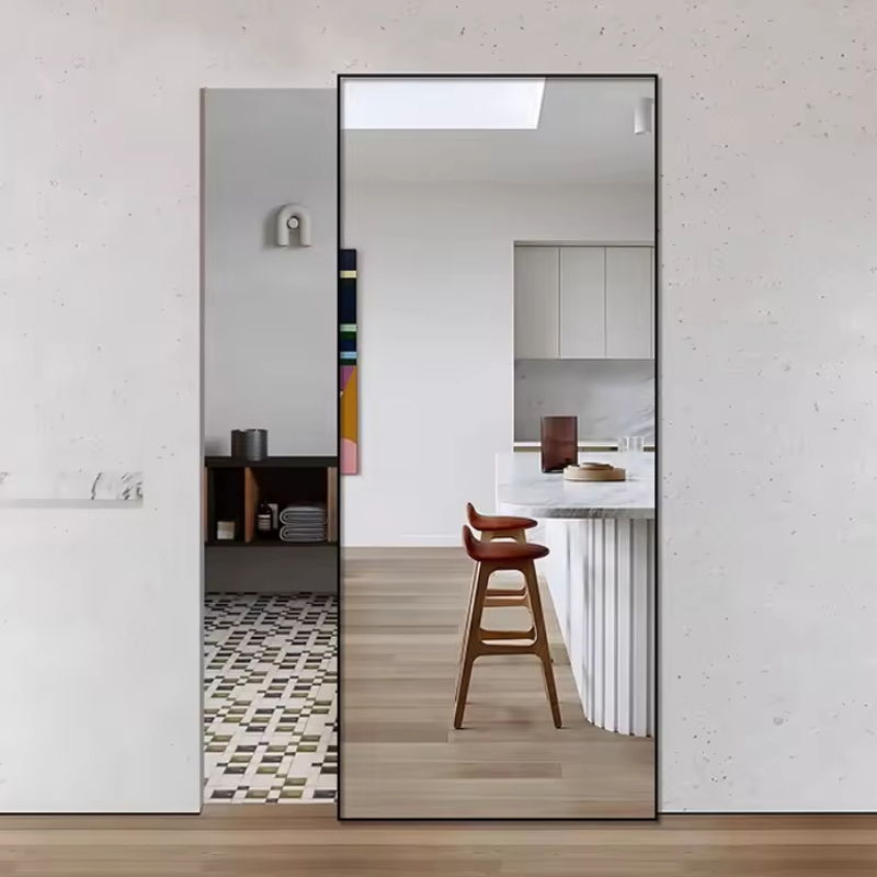 Aluminum Interior Glass Sliding Door Magic Mirror Pocket Door for Bathroom Kitchen Bedroom
