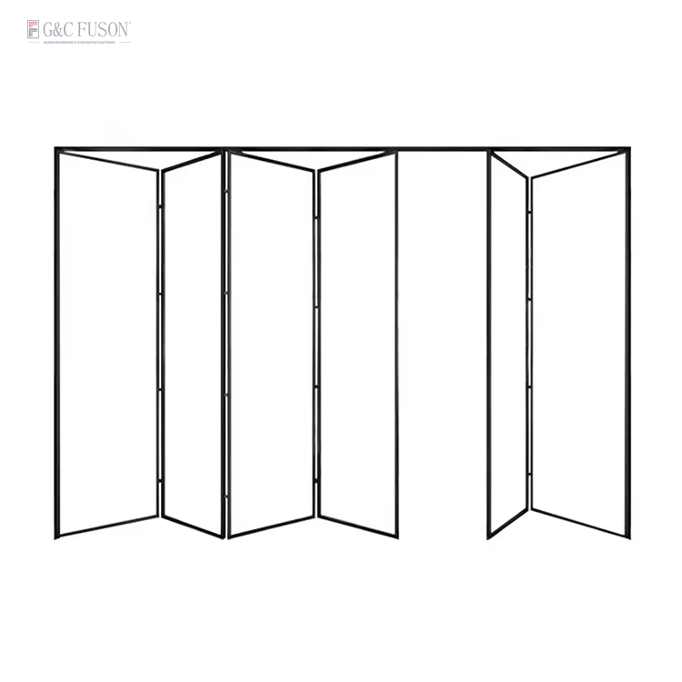 Fuson Latest Design Bi-Fold Doors Waterproof Puertas Abatibles Aluminum Frame Folding Doors and Aluminum Glass