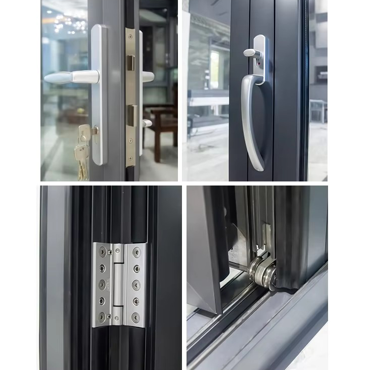 Exterior Large Partition Bi-Fold Door Double Glazed Aluminium Folding Glass Door for Patio Hotel Villa