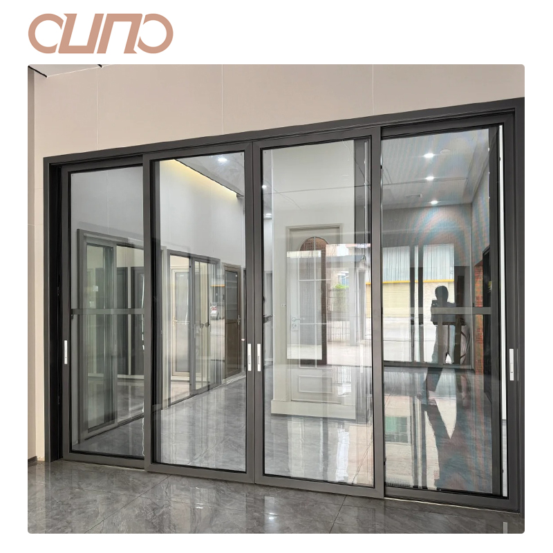 OUNA Soundproof Sliding Doors Thermal Break Insulated Exterior Hurricane Impact Aluminum Sliding Door for Home