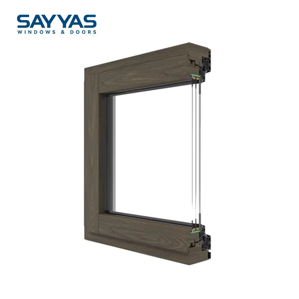 Sayyas Windows P120 Modern PHI Certified Energy Efficient Alu-Wood Composite Soundproof Heat Insulation Windows Kitchen Bathroom
