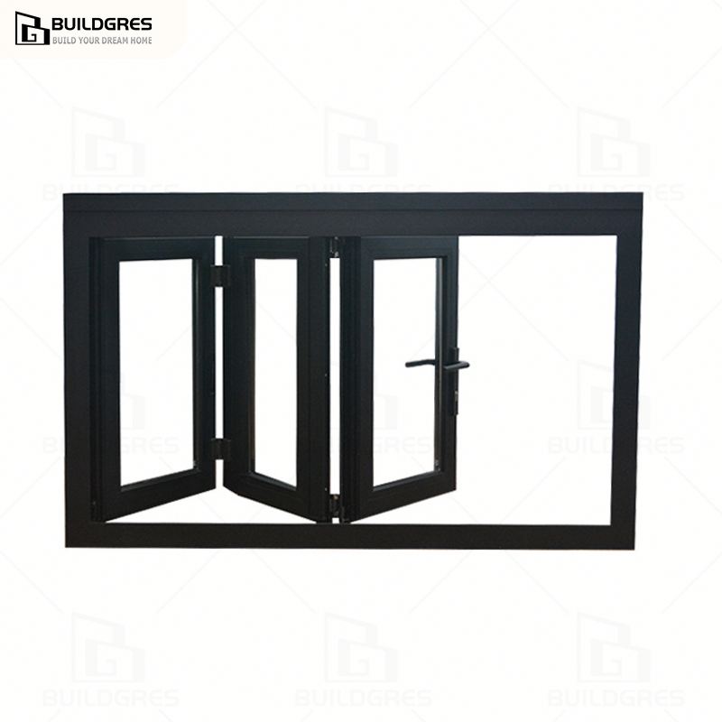 Buildgres Modern Design Aluminium Stacking Folding WindowsThermal Insulation Soundproof Features Large Opening Bifold Glass Door