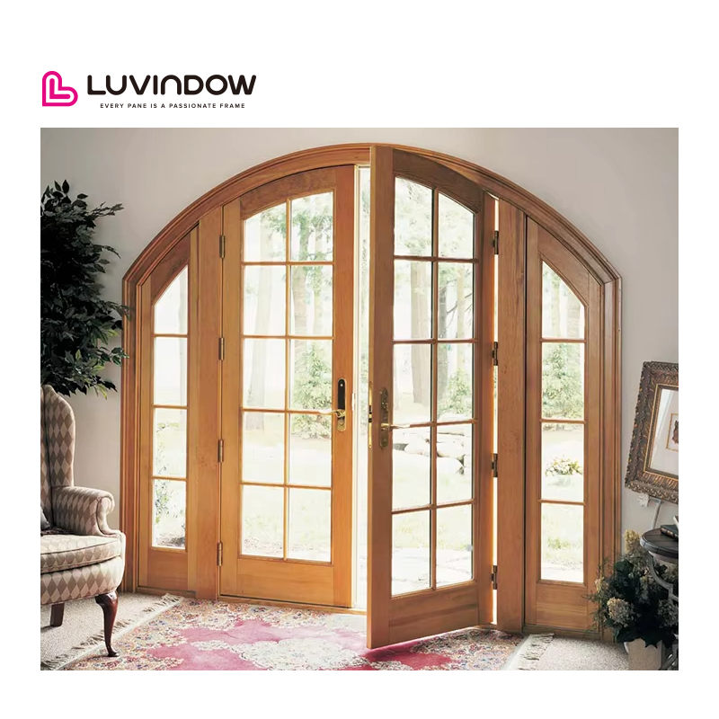 Luvindow Best Seller Aluminum Automatic Exterior Double Glazed Front Door Sectional Design Hot Glass Entry Doors For Residential