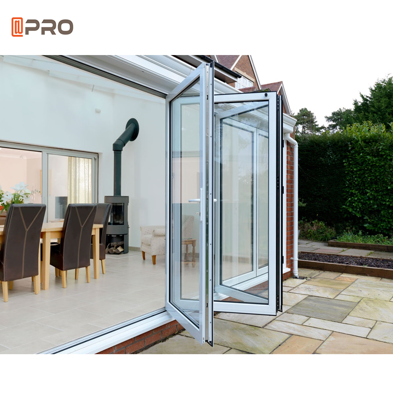 High Quality Outdoor Soundproof Aluminum Door Frame Exterior Bi-Sliding Folding Doors