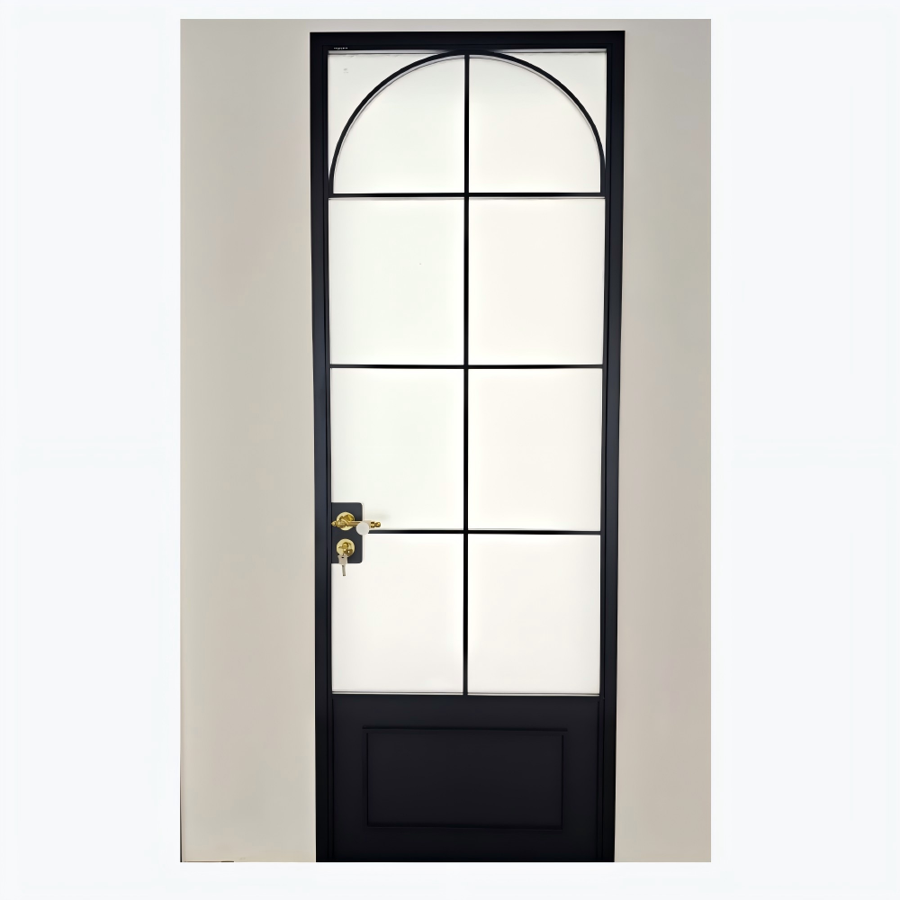Modern Design Fully Tempered 8mm Glass Interior Partition Door with Aluminum Frame and Black Finish for Apartment Use