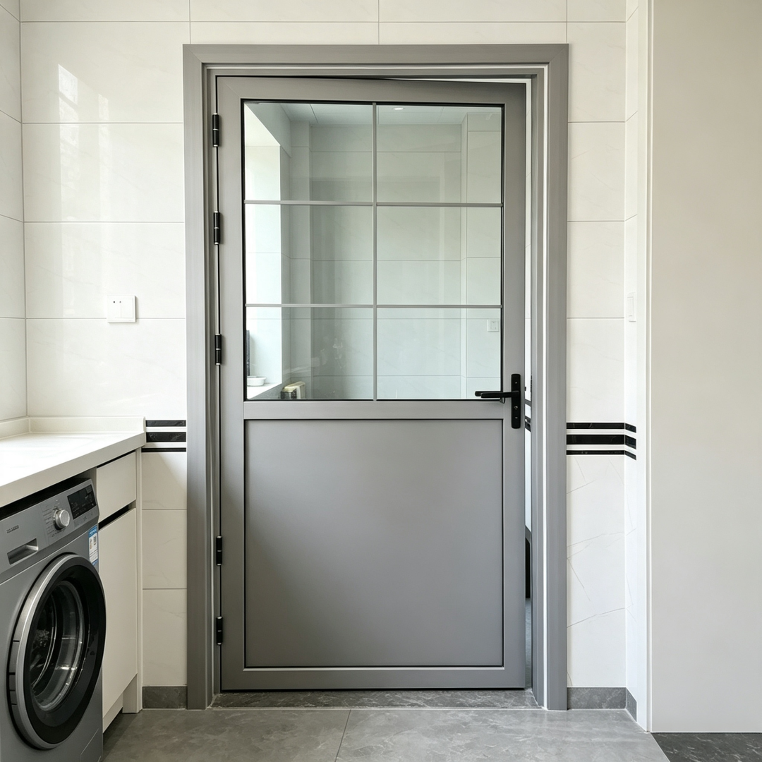 Factory Custom Half Glass Half Panel Aluminum Alloy Swing Door Waterproof Interior Door For Bathroom Home Villa