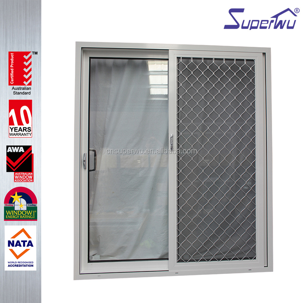 Australian Standard Aluminum White Frame Color Sliding Door Double Glazed with Security Fly Screen Best Price