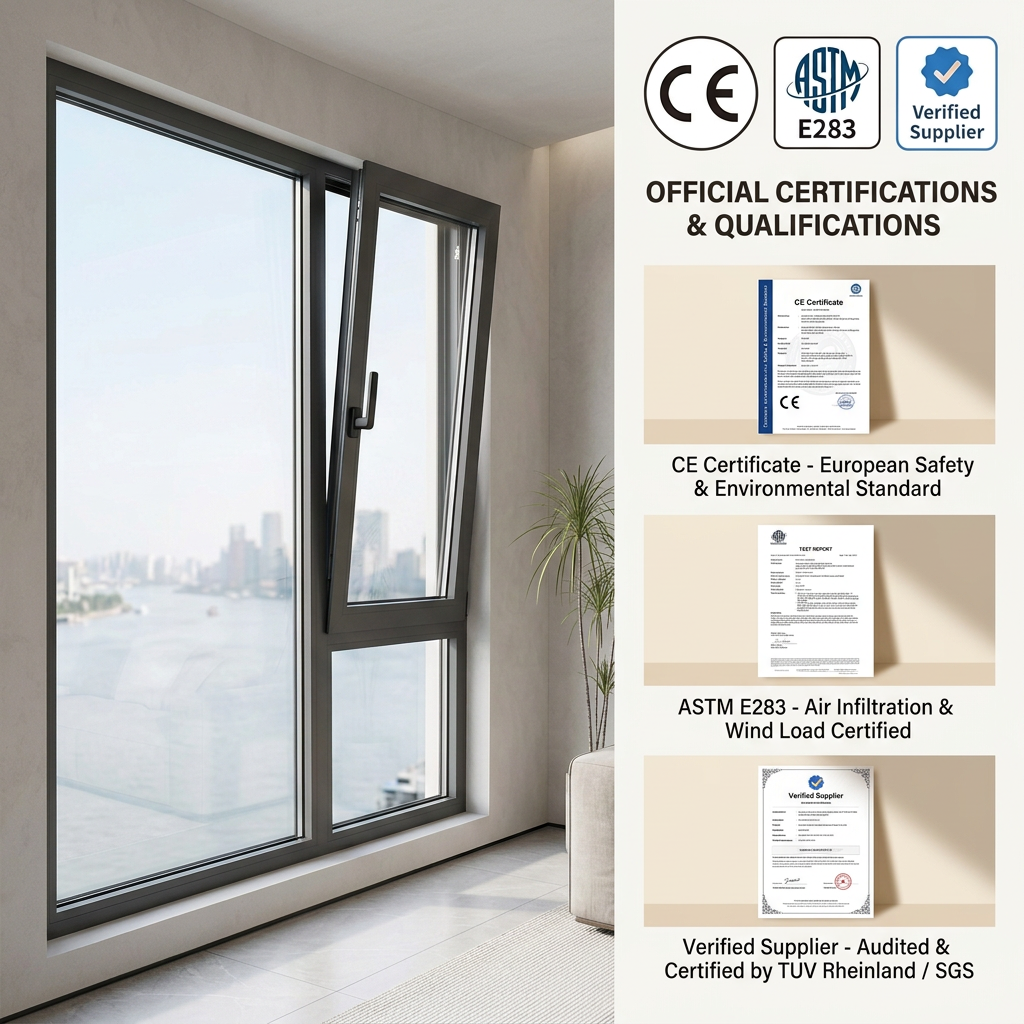 Casement Window for Balcony Terrace Aluminium Double Glazed Side Hung Glass Windows for Modern Villa House