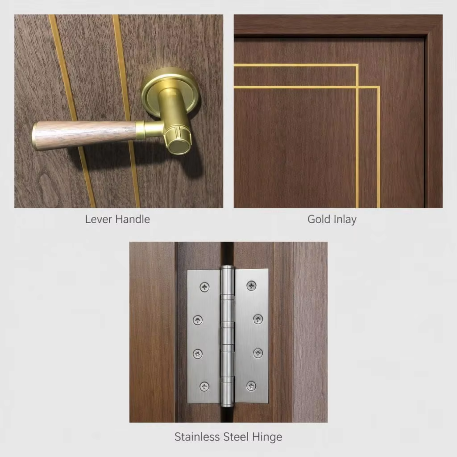 Custom Size Aluminum Wood Composite Fire Door Listed WH Certified IPX5 Waterproof for Apartment Office Commercial Building