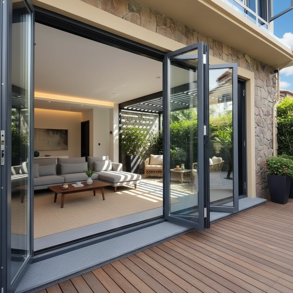 New Arrival Aluminum Folding Door with Mosquito Net for Home Renovation