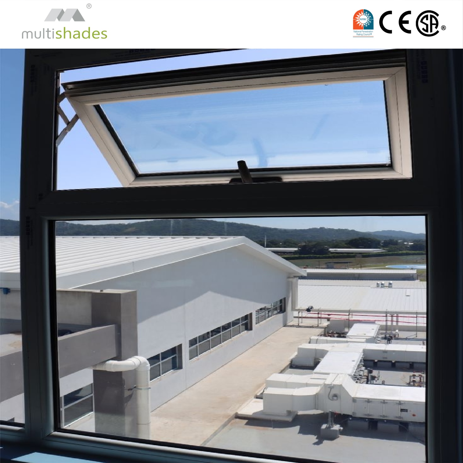 Multishades OEM ODM Custom Modern Swing Louver Awning Window with German Hardware Built-In Screen for Outdoor Kitchen Villa Use