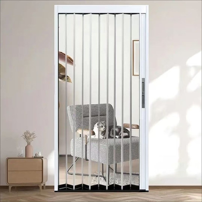Modern Transparent Acrylic Crystal Panel Aluminum Alloy Folding Sliding Invisible Door Retractable Balcony Living Room Bathroom