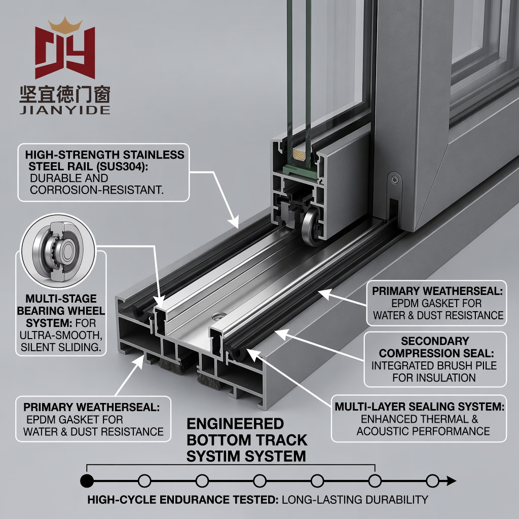 Aluminium Exterior Sliding Doors Heavy Duty Lift and Slide Door Detail Shot