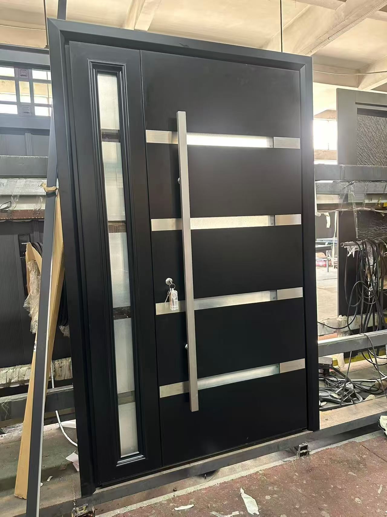 Luxury Smart Entrance Doors Cast Aluminum Metal Single Front Entry Anti Theft Aluminum Alloy Exterior Security Doors