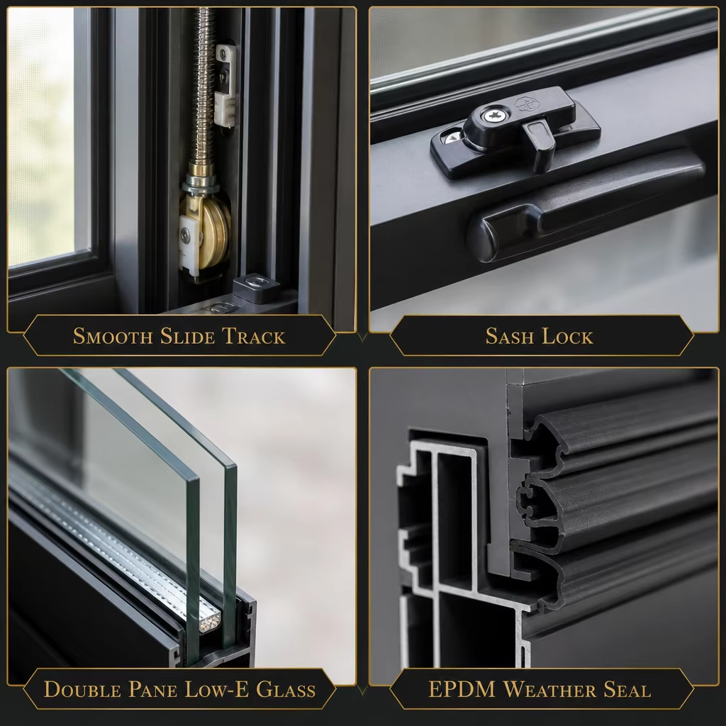 Factory Direct Frosted Double Hung Window Double Tempered Glass Privacy EPDM Sealed AS2047 CE NFRC Bathroom