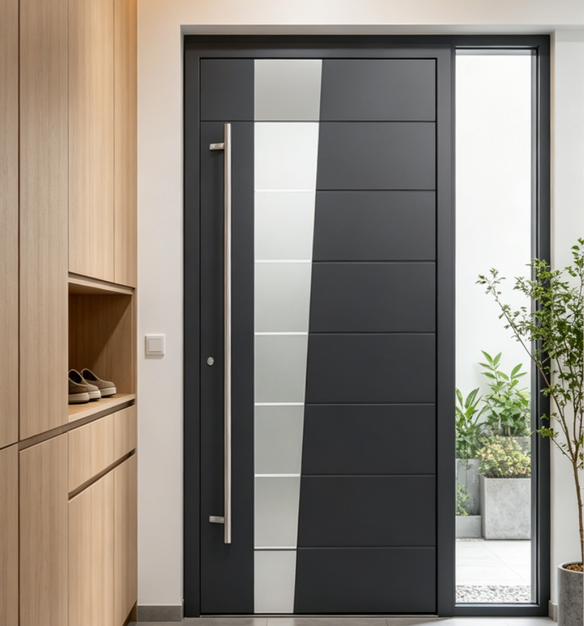 Luxury Smart Entrance Doors Cast Aluminum Metal Single Front Entry Anti Theft Aluminum Alloy Exterior Security Doors