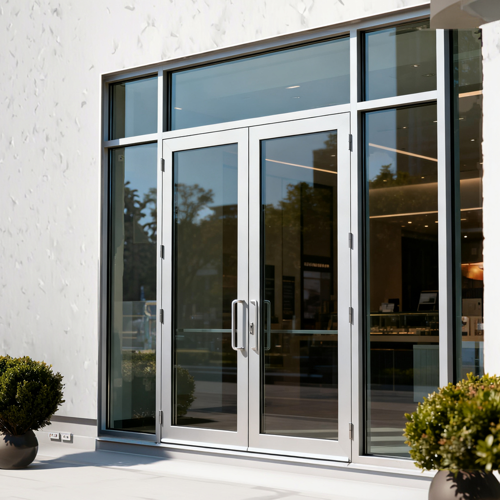 Double Aluminum Alloy Glass Door Commercial Store Front for Mall Entry